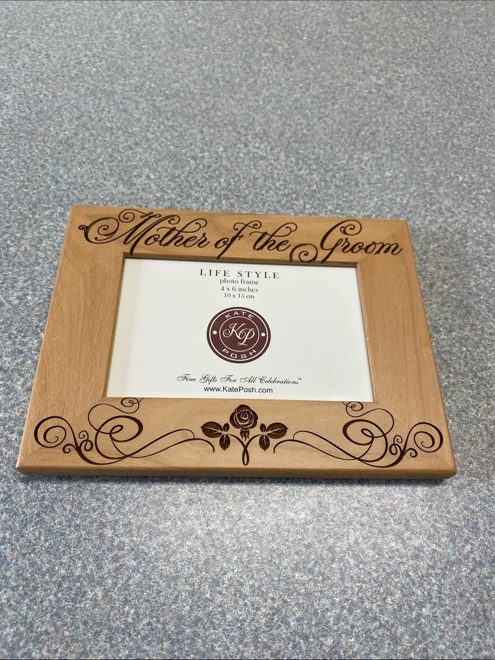 'Mother of the Groom' Wood Frame 4x6 by KATE POSH scroll work